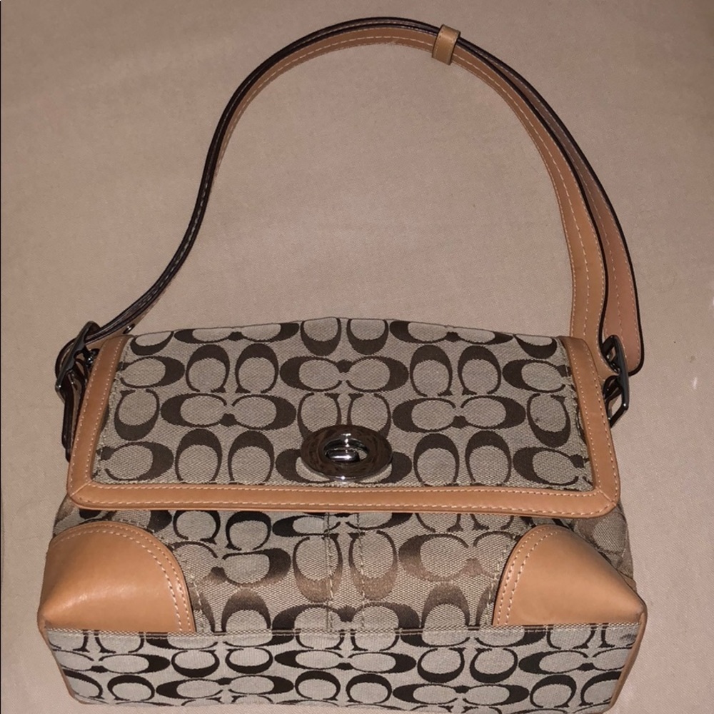 Tan coach shoulder bag